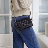 Chanel 25C Black Caviar Mini Zip Clutch on Chain with Light Gold Hardware