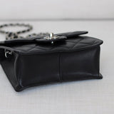 Chanel 23K Black Caviar Mini Square with Silver Hardware