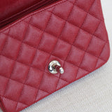 Chanel 17B Red Caviar Mini Square with Silver Hardware