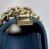 Chanel 18S Blue Caviar New Medium Boy with Light Gold Hardware