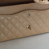 Chanel 19S Iridescent Beige Caviar Medium Classic Flap with Light Gold Hardware