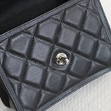 Chanel 23K Black Caviar Mini Square with Silver Hardware