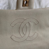 Chanel 13P Iridescent Ivory Caviar Country Chic Flap with Aged Gold Hardware