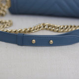 Chanel 18S Blue Caviar New Medium Boy with Light Gold Hardware