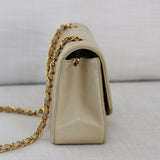 Vintage Chanel Light Beige Lambskin Small Diana with 24k Gold Hardware