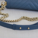 Chanel 18S Blue Caviar New Medium Boy with Light Gold Hardware