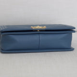 Chanel 18S Blue Caviar New Medium Boy with Light Gold Hardware