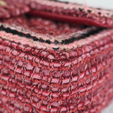 Chanel 18A Braided Pink Multi-Tweed Mini Rectangle with Aged Gold Hardware