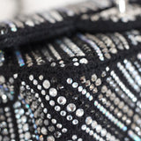 Chanel 21S Swarovski Crystal Black Tweed Mini Rectangle with Silver Hardware