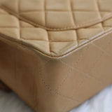 Vintage Chanel Beige Lambskin Small Classic Flap with 24k Gold Hardware