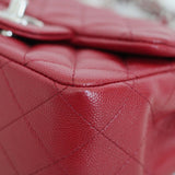 Chanel 17B Red Caviar Mini Square with Silver Hardware