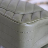 Chanel Olive Green Calfskin Chevron Mini Rectangle with Aged Gold Hardware