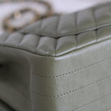 Chanel Olive Green Calfskin Chevron Mini Rectangle with Aged Gold Hardware