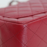 Chanel 17B Red Caviar Mini Square with Silver Hardware