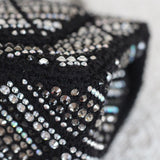 Chanel 21S Swarovski Crystal Black Tweed Mini Rectangle with Silver Hardware