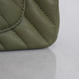 Chanel Olive Green Calfskin Chevron Mini Rectangle with Aged Gold Hardware
