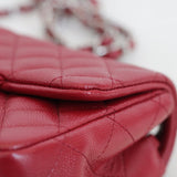 Chanel 17B Red Caviar Mini Square with Silver Hardware