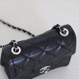 Chanel 23K Black Caviar Mini Square with Silver Hardware