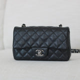Chanel 18C Iridescent Black Caviar Mini Rectangle with Shiny Ruthenium Hardware