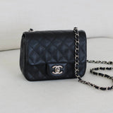 Chanel Black Caviar Mini Square with Silver Hardware