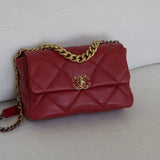 Chanel 20A Red Goatskin Large 19 Flap with Mixed-Metal Hardware