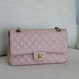 Vintage Chanel Light Pink Caviar Medium Classic Flap with 24k Gold Hardware