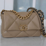 Chanel 21S Dark Beige Lambskin Small 19 with Mixed Metal Hardware