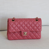 Chanel 19B Pink Caviar Small Classic Flap with Light Gold Hardware
