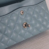 Chanel 20B Light Blue Caviar Small Classic Flap with Silver Hardware
