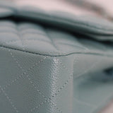 Chanel 20B Light Blue Caviar Small Classic Flap with Silver Hardware