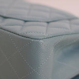 Chanel 20B Light Blue Caviar Small Classic Flap with Silver Hardware