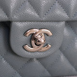 Chanel 20B Light Blue Caviar Small Classic Flap with Silver Hardware