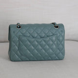 Chanel 20B Light Blue Caviar Small Classic Flap with Silver Hardware
