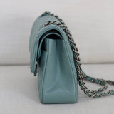 Chanel 20B Light Blue Caviar Small Classic Flap with Silver Hardware