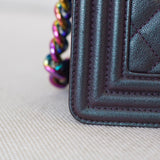 Chanel Iridescent Purple Goatskin Small Boy with Iridescent Rainbow Hardware