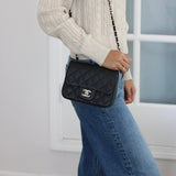 Chanel Black Caviar Mini Square with Silver Hardware