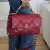 Chanel 20A Red Goatskin Large 19 Flap with Mixed-Metal Hardware