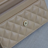 Chanel Beige Clair Caviar Wallet on Chain with Gold Hardware