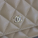 Chanel Beige Clair Caviar Wallet on Chain with Gold Hardware