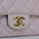 Vintage Chanel Light Pink Caviar Medium Classic Flap with 24k Gold Hardware