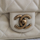 Chanel 13P Iridescent Ivory Caviar Country Chic Flap with Aged Gold Hardware