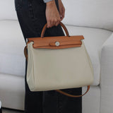 Hermès Beton Naturel Military Toile Herbag Zip 31 Palladium Hardware