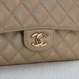 Chanel 19S Iridescent Beige Caviar Medium Classic Flap with Light Gold Hardware