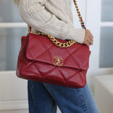 Chanel 20A Red Goatskin Large 19 Flap with Mixed-Metal Hardware