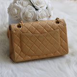 Vintage Chanel Beige Lambskin Small Classic Flap with 24k Gold Hardware