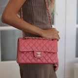 Chanel 19B Pink Caviar Small Classic Flap with Light Gold Hardware