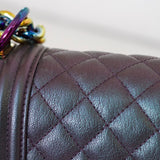 Chanel Iridescent Purple Goatskin Small Boy with Iridescent Rainbow Hardware