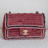Chanel 18A Braided Pink Multi-Tweed Mini Rectangle with Aged Gold Hardware