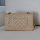 Chanel 19S Iridescent Beige Caviar Medium Classic Flap with Light Gold Hardware