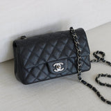 Chanel 18C Iridescent Black Caviar Mini Rectangle with Shiny Ruthenium Hardware